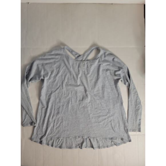 Lululemon Pullover Womens 12/14 Crewneck Semo Open Back Long Sleeves Blue Gray - Picture 1 of 5